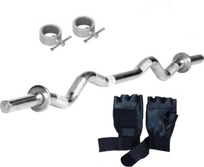 

Monika Sports 3 ft curl rod with 2 locks + gym gloves for exercise Home Gym Kit