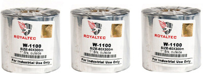 

Royaltec 60MMX300Mtr Set of 3 Barcode Ribbon NON- ADHESIVE Paper Label(Black)