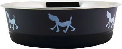 

Benzara Stainless Steel Pet Bowl Bowl Bonded Fusion Black Base Round Stainless Steel Pet Bowl(850 ml Grey, Black)
