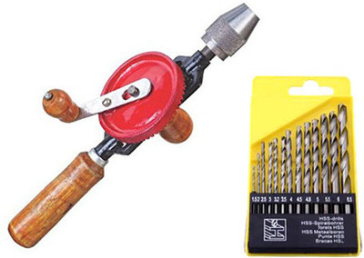 

ISC Preet HEAVY DUTY HAND DRILL MACHINE (1/4") + 13PCS HSS DRILL SET FOR WOOD,ALUMINIUM & PLASTIC Rotary Tool(10 mm)