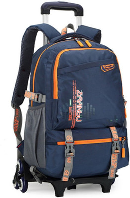

F2s Detachable Rolling Children School Shoulder Bag Luggage Trolley Bags with 6 Durable Wheels - Orange Rucksack - 35(Blue)