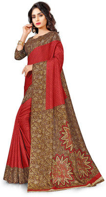 AJS Digital Print Bollywood Art Silk Saree(Red)