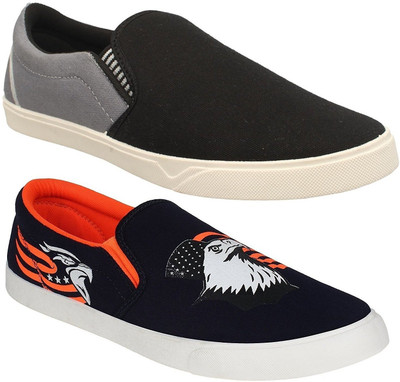 

Pexlo Combo pack of 2 Casual Shoes Sneakers For Men(Multicolor, Blue::orange::grey