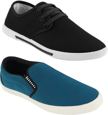 

Pexlo Combo pack of 2 Casual Shoes (Loafers and Sneakers Shoes) Casuals For Men(Blue, Black