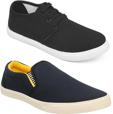 

Pexlo Combo pack of 2 Casual Shoes (Loafers and Sneakers Shoes) Casuals For Men(Navy, Black