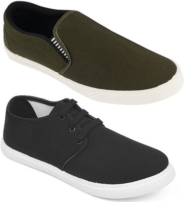 

Pexlo Combo pack of 2 Casual Shoes (Loafers and Sneakers Shoes) Casuals For Men(Green, Black