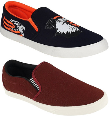 

Pexlo Combo pack of 2 Casual Shoes Sneakers For Men(Multicolor, Blue::orange::maroon