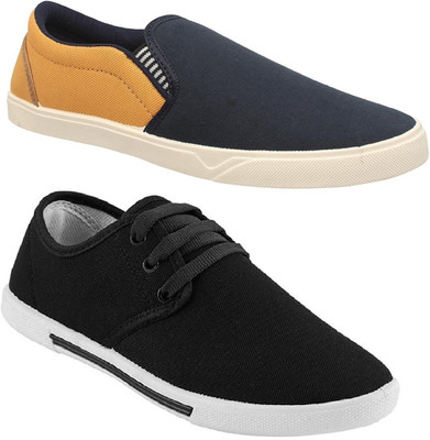 

Pexlo Combo pack of 2 Casual Shoes Sneakers For Men(Multicolor, Black::navy::yellow