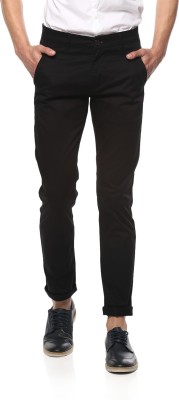 Spykar Slim Fit Men Black Trousers