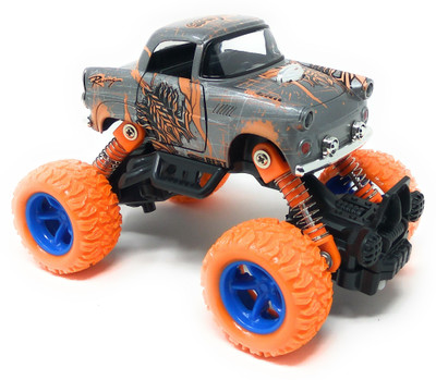 

Akrobo Bigfoot Diecast car with 4 independent suspensions(double pullback) with Silver colour(Silver)