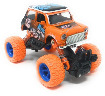 

Akrobo Bigfoot Diecast car with 4 independent suspensions(double pullback) with vibrant colours Orange(Orange)