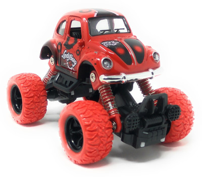 

Akrobo Bigfoot Diecast car with 4 independent suspensions(double pullback) with vibrant colours Red(Red)