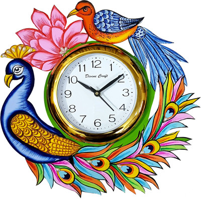 DivineCrafts Analog 33 cm X 33 cm Wall Clock(Multicolor, With Glass)