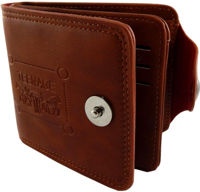 

Teenage Men Brown Artificial Leather Wallet(9 Card Slots)