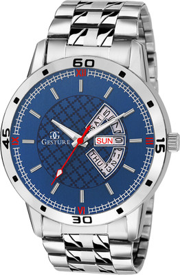 

Gesture 1210- Blue Day and Date Chain Watch - For Men