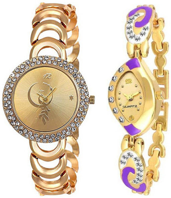 

iDIVAS round dial crystal studded Gold dial exclusive Watch - For Girls