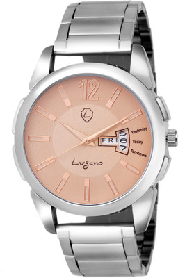 

Lugano LuG 1152 Stylish Day & Date Series With Brown Dial Watch - For Men