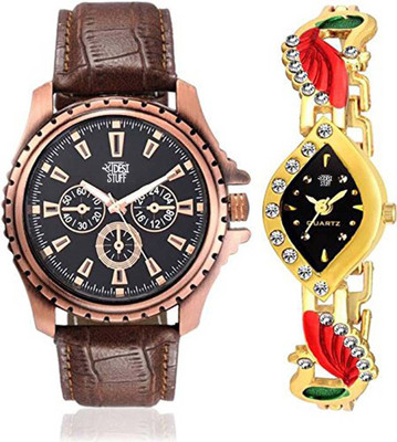 

Swadesi Stuff New Arrival Exclusive Stylish multi color Leather Strap And Kundan Golden Watch Combo For Men And Women Watch - For Couple 9155 Watch Watch - For Couple