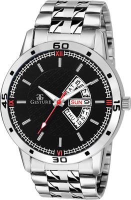 

Gesture 1210- Black Day and Date Chain Watch - For Men