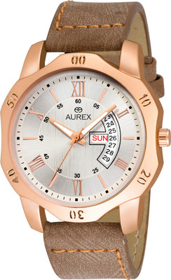 AUREX AX-GR124-SLBR Silver Dial Day And Date Functioning Watch - For Men