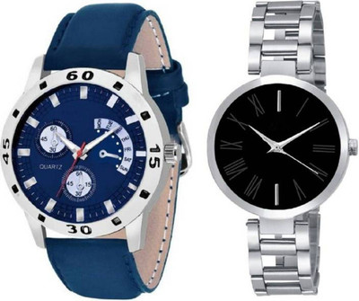 

Montres New Designer Blue & Black Dial Couple Combo Set Of 2 Boys & Girls Watch - For Men & Women