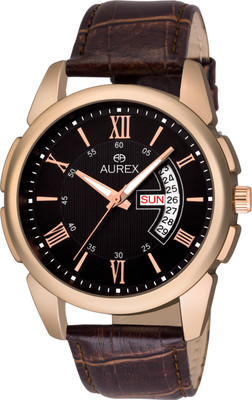 

AUREX AX-GR121-BKBR Black color dial date date working Watch - For Men
