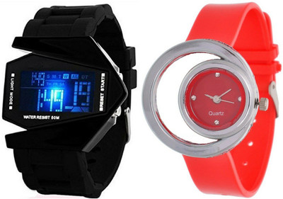 

Maxi Retail Couple Combo of two RKT+G28 Watch - For Boys & Girls