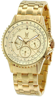 

Konigswerk light gold22950 Konigswerk Men's Gold Tone Watch Multifunction Day Date IP Plated Bracelet and Large Dial K66GG Watch - For Men