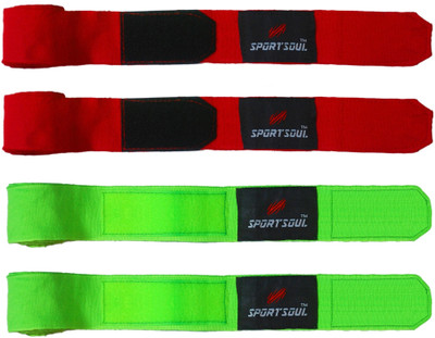 

SportSoul 108 Inches Stretchable (Pack of 2 Pairs) Red, Green Boxing Hand Wrap(Red, Green, 108 inch), Green;red
