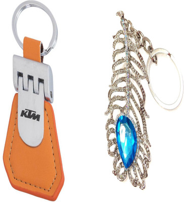 MGP FASHION orange leather and omg blue stone combo party gift couple car bike boy and girl key chain Key Chain(Multicolor)