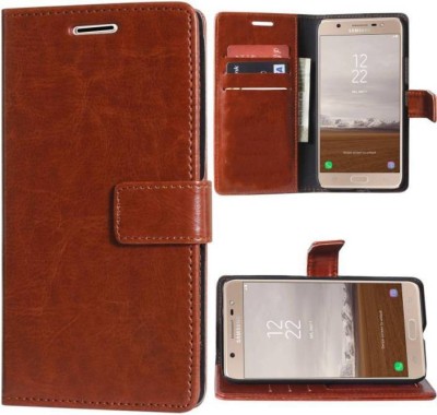 RGSG Flip Cover for Samsung Galaxy J7 Prime(Brown, Dual Protection, Pack of: 1)
