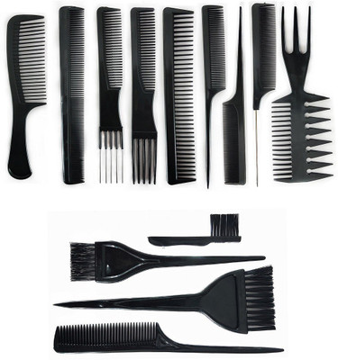 

INAAYA Combo Of 10 Pcs Hair Comb Set For All Hair Types And Hair Dye Brush For Boys And Men, Black, 60 Gram(Set of 13)