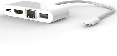 

Microware 4 in 1 Type-C Multiport Adapter HUB to RJ45 + HDMI + Gigabit ETHERNET Adapter HDMI Adapter(Compatible with HDTV, White)