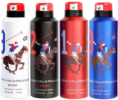 

Beverly Hills Polo Club Sport deo 1,2,8,9 Pack of 4(175 ml each) Body Spray - For Men(700 ml, Pack of 4)