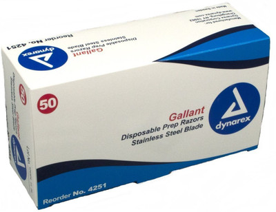 

Dynarex Disposable Gallant Prep Razor, Individually Foil-Packed, 50/bx Disposable Razor(Pack of 1)