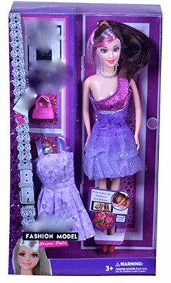 

Grab Offers Fashion Stylish Girl Doll With Trendy Dress And Earings For Girls.(Purple)(Multicolor)