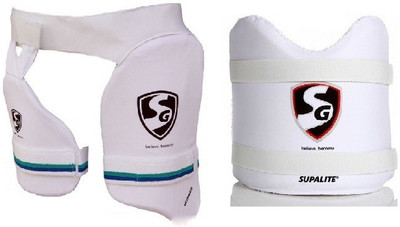 

SG Combo of Two, one 'combo ultimate' Thigh pad + inner Thigh pad and one 'Supalite' Chest Guard ( -RH) (Color On Availability)- Cricket Guard Combo(Multicolor