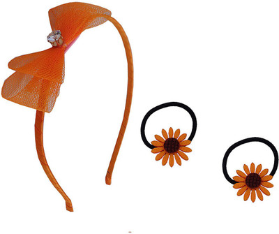 

Trendeela.com Feriha Orange Hairband & Rubber Band Combo Rubber Band, Hair Band(Orange)