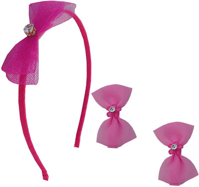 

Trendeela.com Feriha Pink Hairband & Hairclip Combo Hair Band, Hair Clip, Tic Tac Clip(Pink)