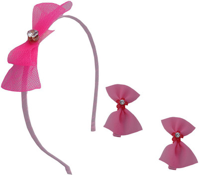 

Trendeela.com Feriha Pink Hairband & Hairclip Combo Hair Band, Hair Clip, Tic Tac Clip(Pink)
