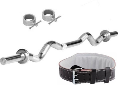 

Monika Sports 3 ft curl rod with 2 locks + gym belt for exercise Home Gym Kit