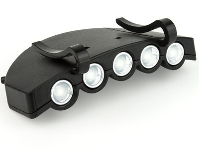 

QUINERGYS ® Charleston - Bright 5 LED Clip on Hat Head Cap Light headlamp Flashlight LED Headlamp(Charleston), Black