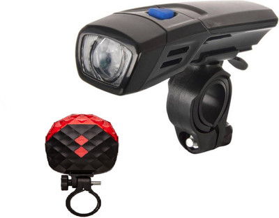

FurMito Bicycle Imported Headlight With 2 Laser Tail LED Front Rear Light Combo(Black, Red), Red;white