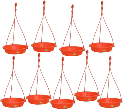 

Vreewa Sparrow Water Feeder Pack Of 9 ROUND Plastic Pet Bowl(1 L Orange)