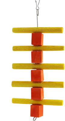 

Winkh Blog & Log ladder Bird Toy - Yellow & Orange Wooden Chew Toy For Bird