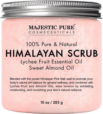 

Majestic Pure Himalayan Salt Body Scrub with Lychee Essential Oil, All Natural Scrub to Exfoliate & Moisturize Skin Scrub(283 g)