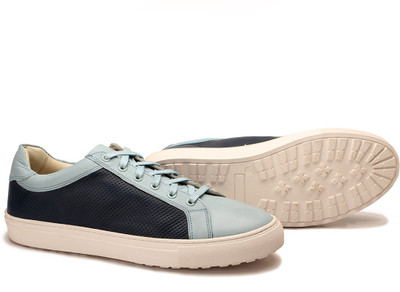 Drish Embossed Leather Sneakers For Men(Blue