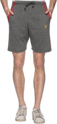 3SIX5 Solid Men Grey Basic Shorts