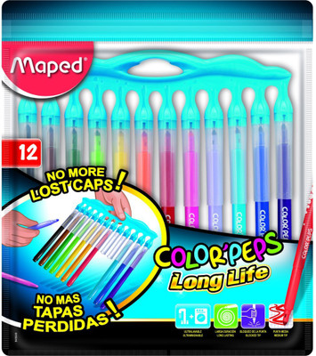 

Maped Color'Peps Long Life Innovation - Felt Tip Pens 12 Colors Felt Tip Nib Sketch Pen(Multicolor)
