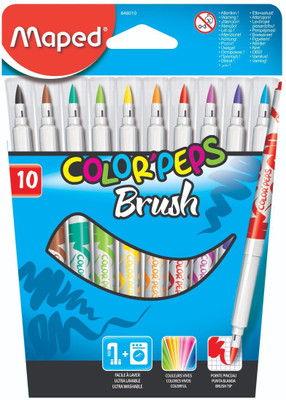 Maped Color'Peps Brush Tip Pens 10 Shades Set - calligraphy Brush Tip Nib Sketch Pen(Multicolor)